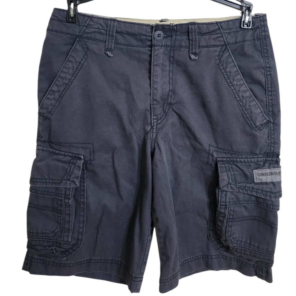UNIONBAY Charcoal Cargo Shorts Mens Utility Cotton Faded 90's Y2k Sz 30
